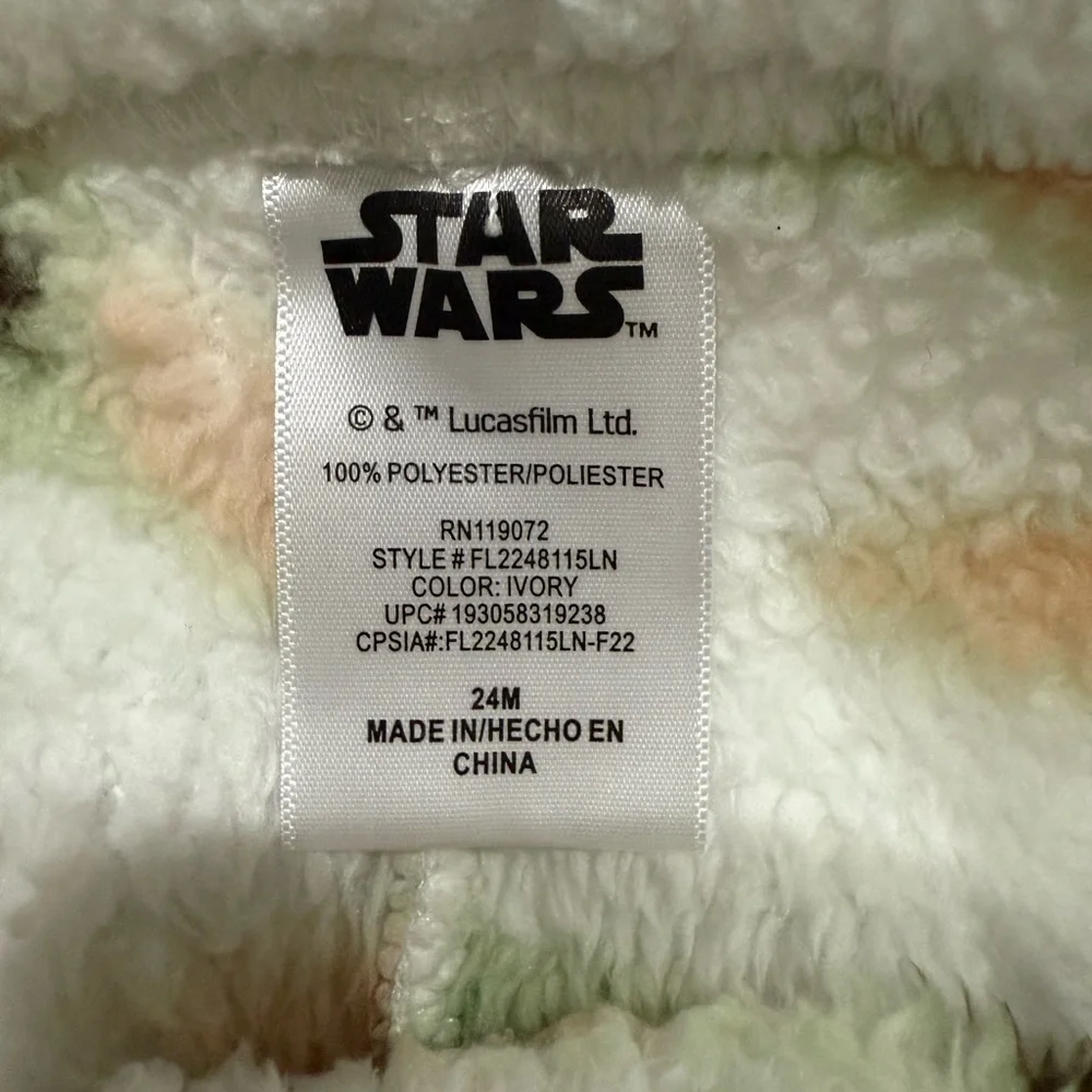 🌸406 Disney Star Wars Grogu Baby Yoda Fuzzy Sherpa Pajama Set 24M Mandalorian